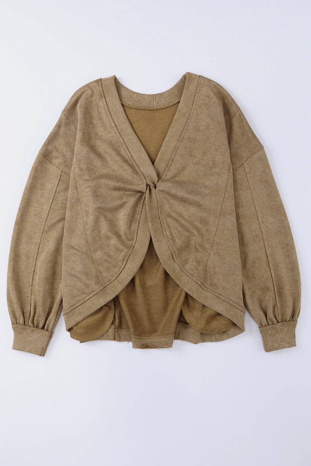 Casual Exposed Seam Twist Open Back Oversized Sweatshirt
