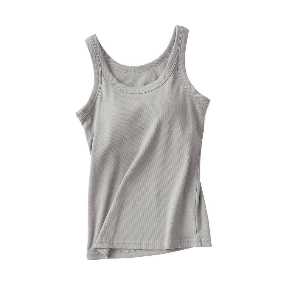 Essential basic rib tank top with built in bra in 13 colors