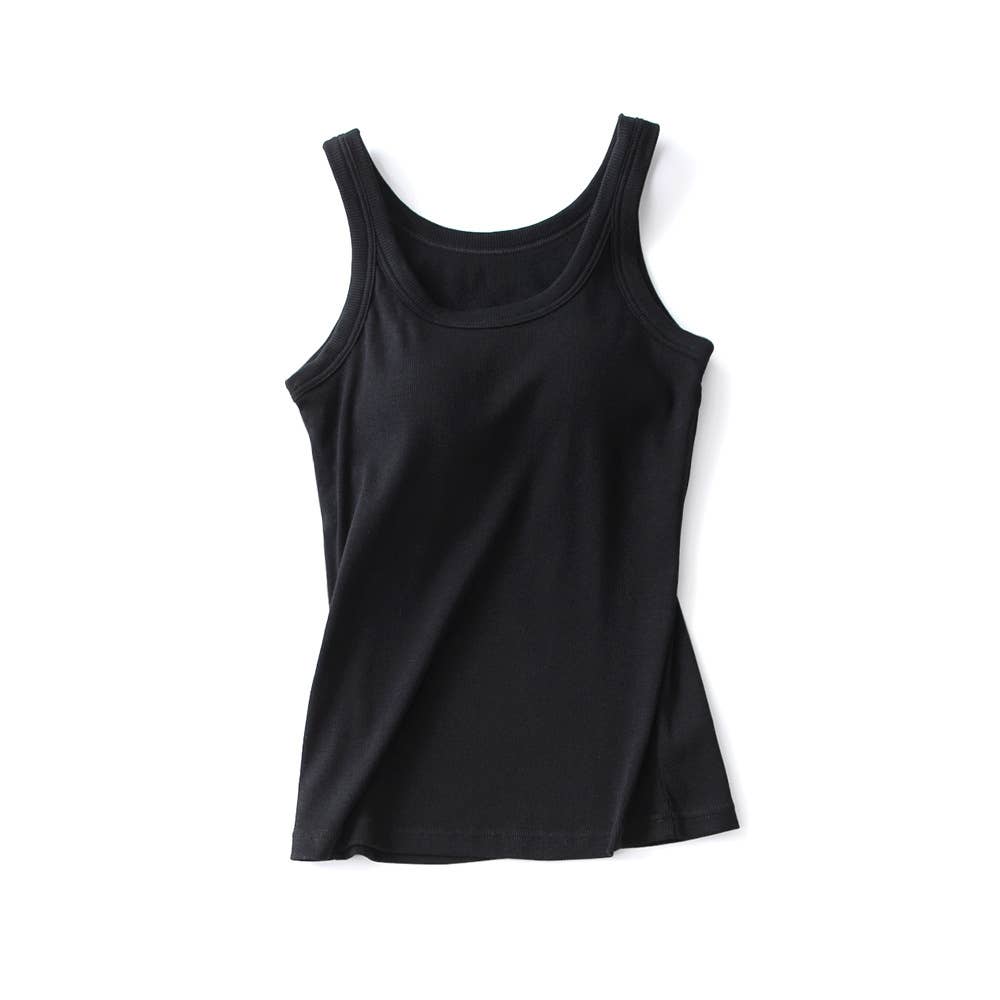 Essential basic rib tank top with built in bra in 13 colors