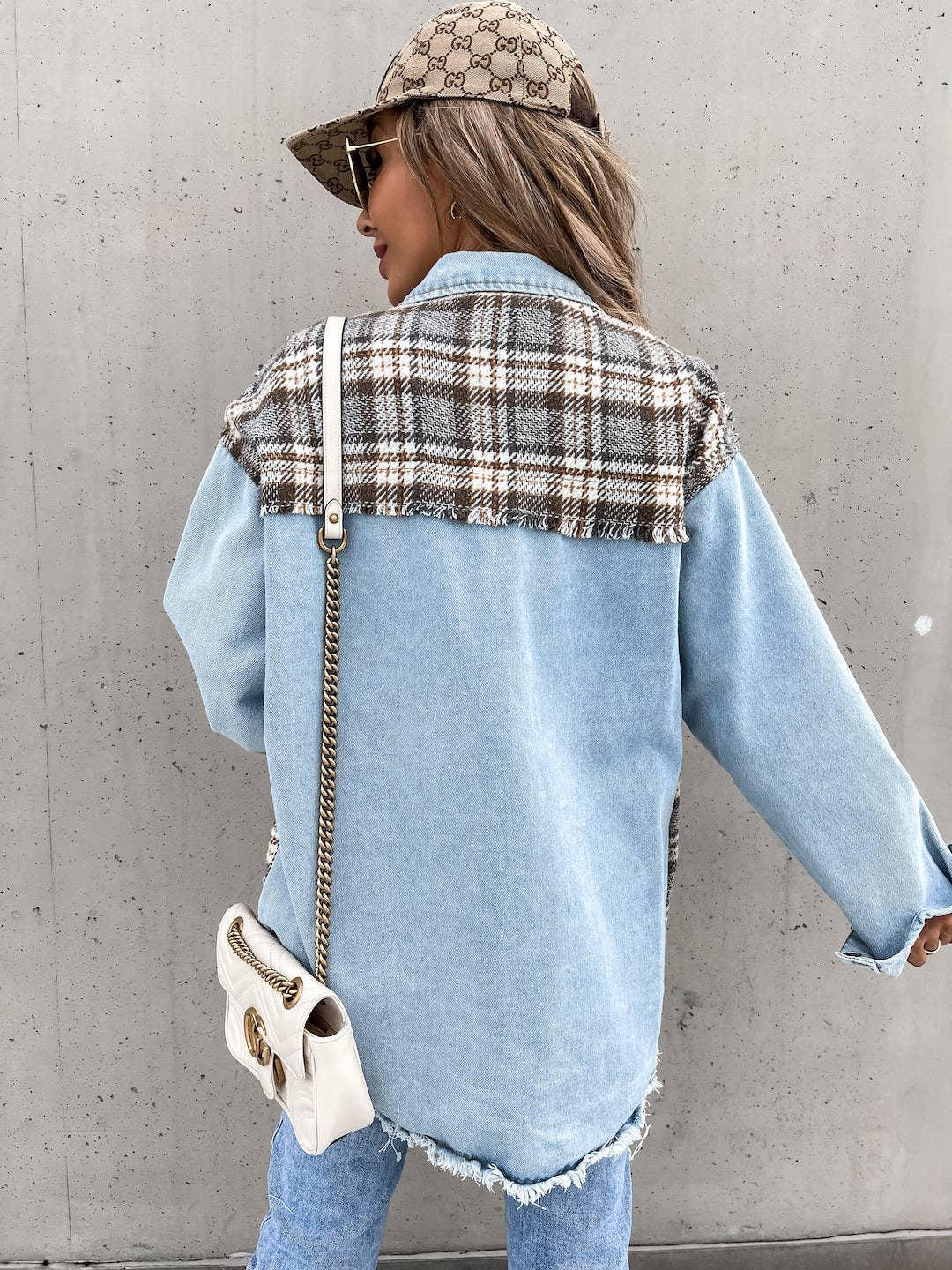 Sweetkama Ladies Color Block Turn-Down Collar Shirt
