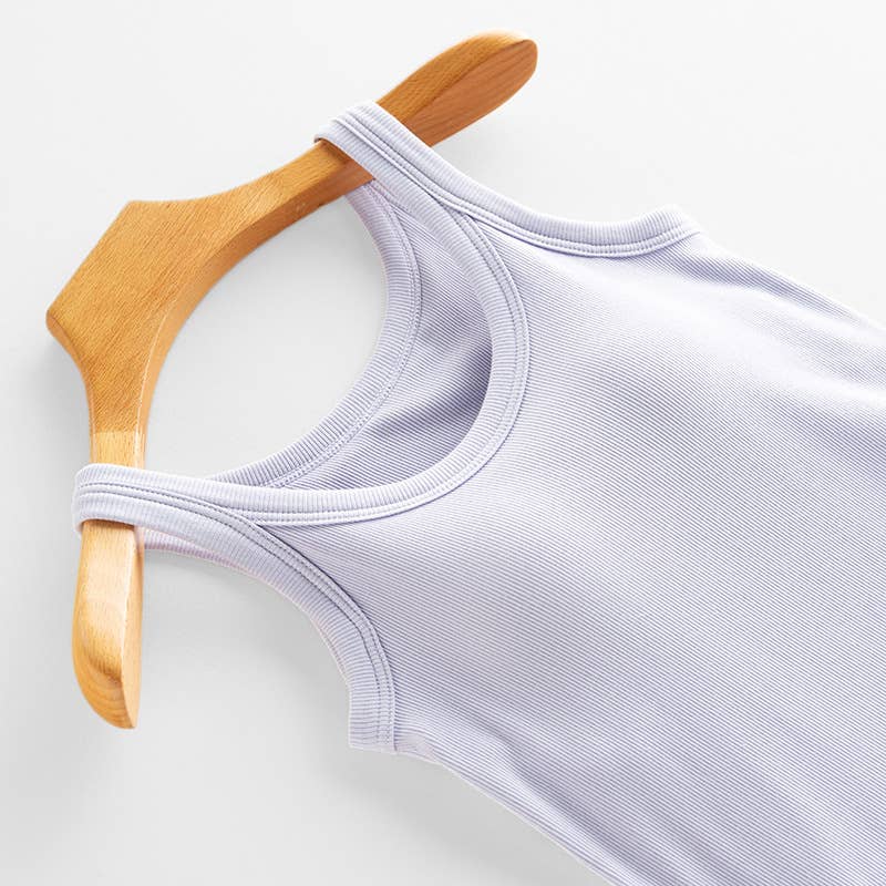 Essential basic rib tank top with built in bra in 13 colors