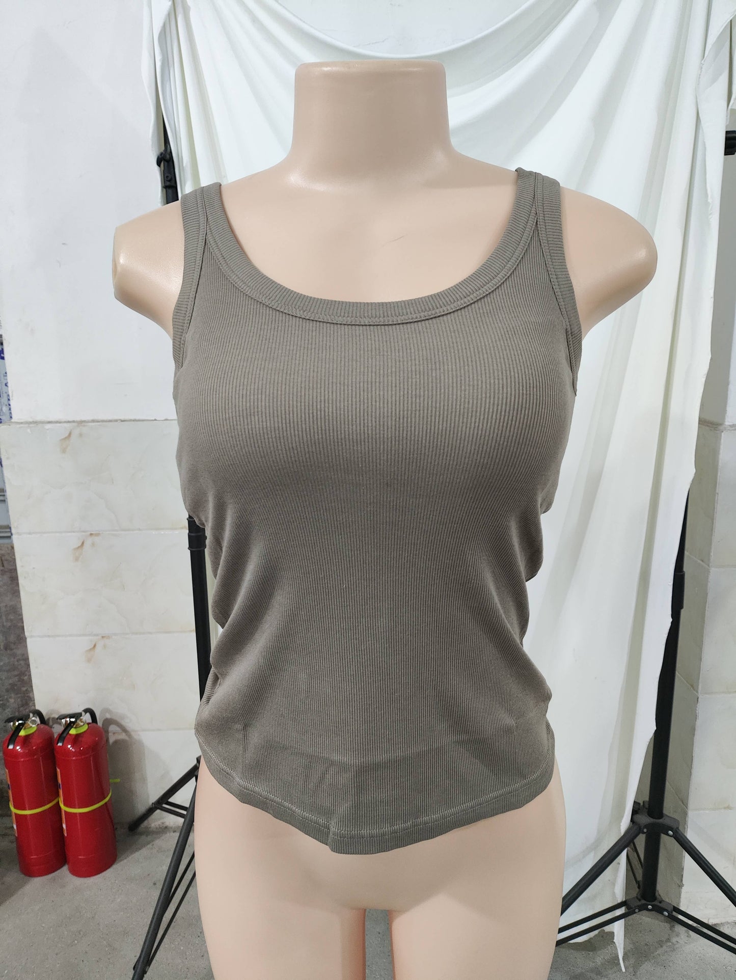 Essential basic rib tank top with built in bra in 13 colors