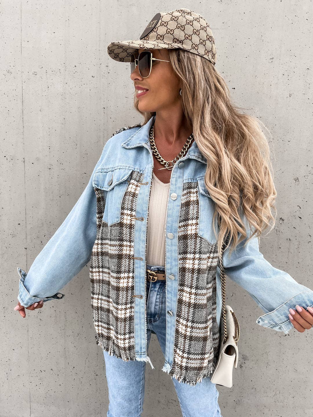 Sweetkama Ladies Color Block Turn-Down Collar Shirt