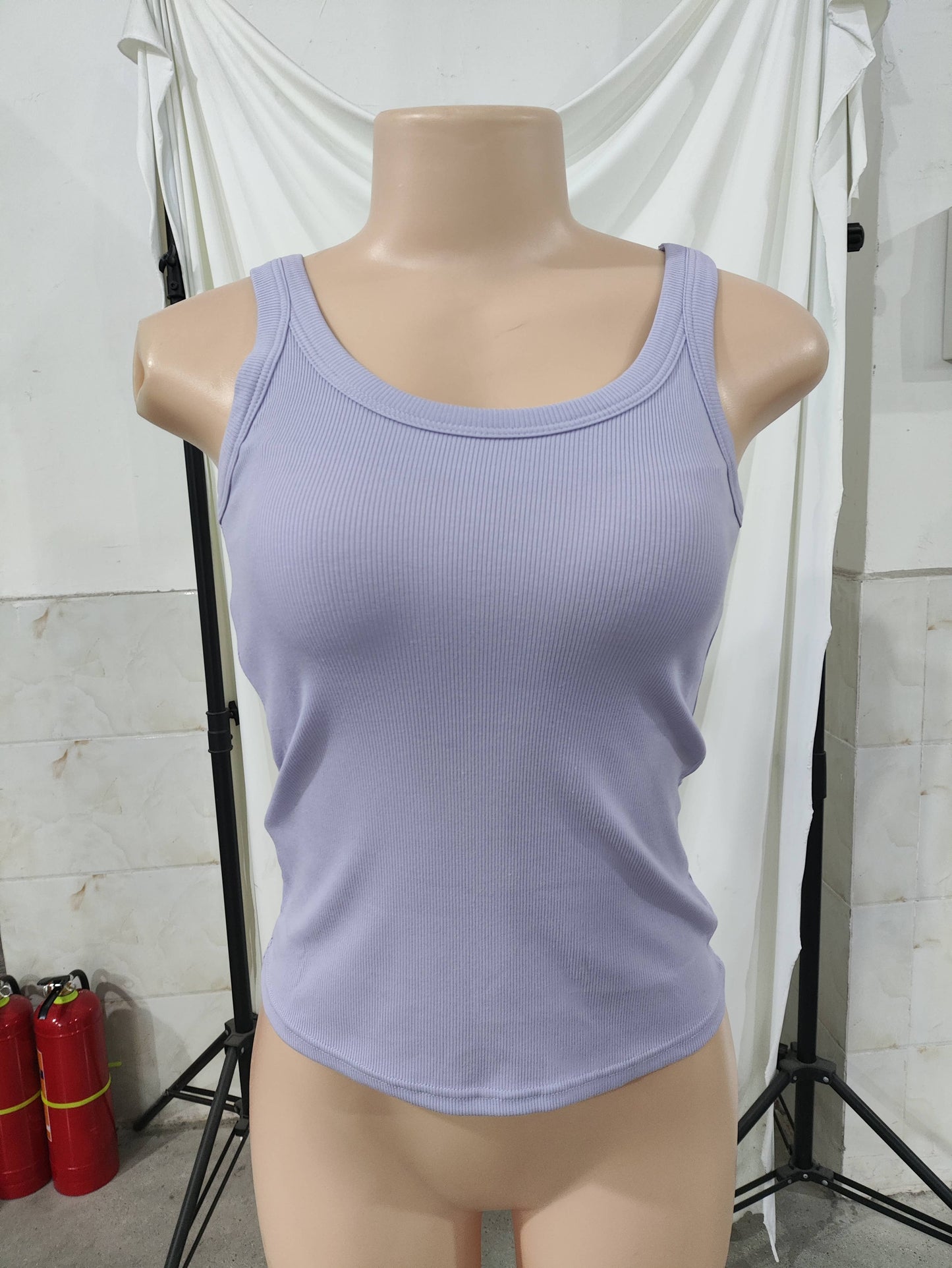 Essential basic rib tank top with built in bra in 13 colors