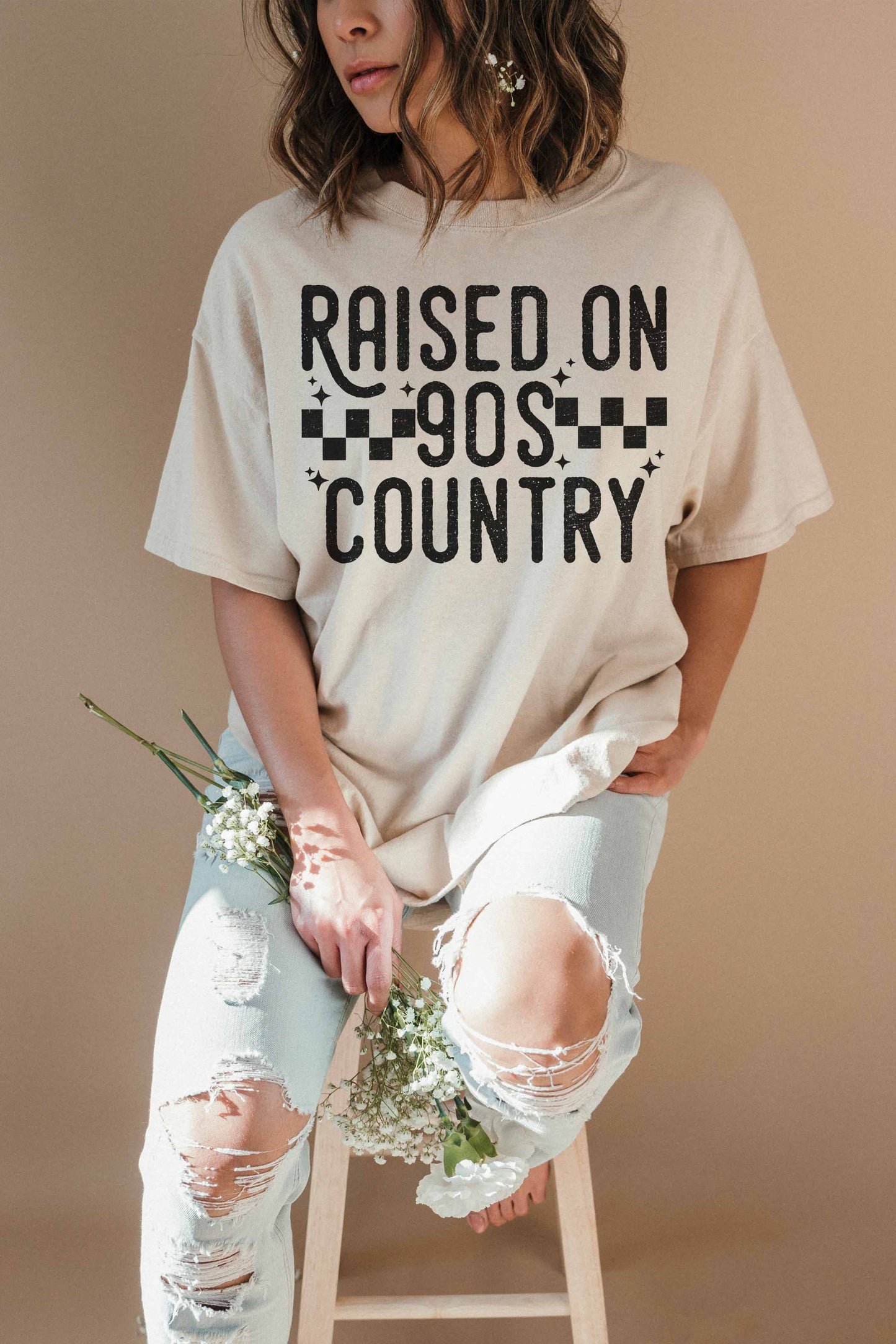 [G1583X-OTS]-RAISED ON 90S COUNTRY OVERSIZED GRAPHIC TEE