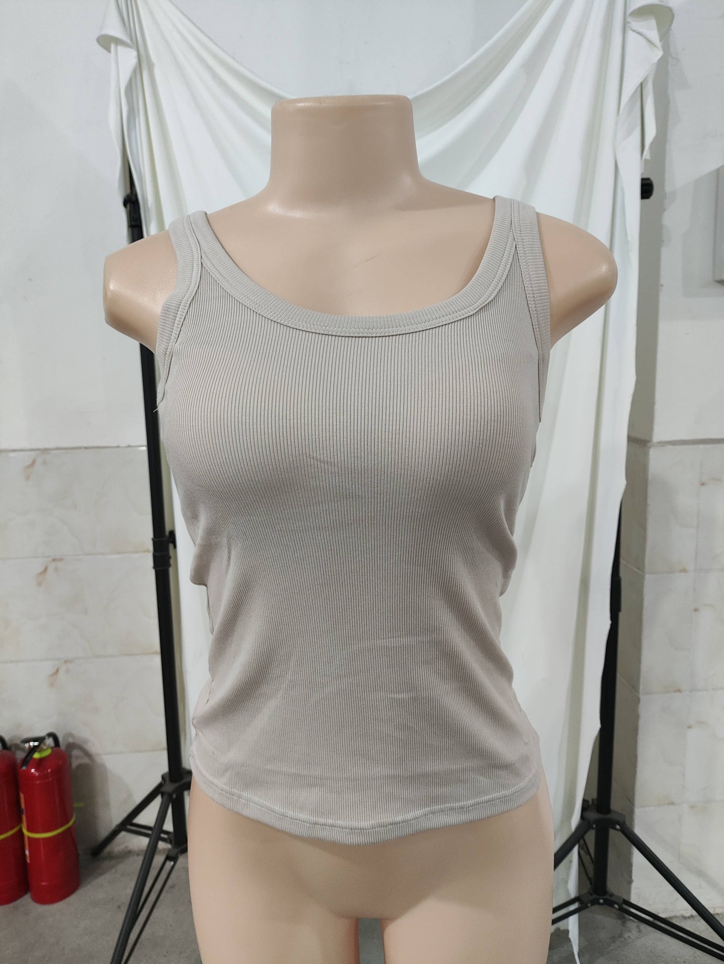 Essential basic rib tank top with built in bra in 13 colors
