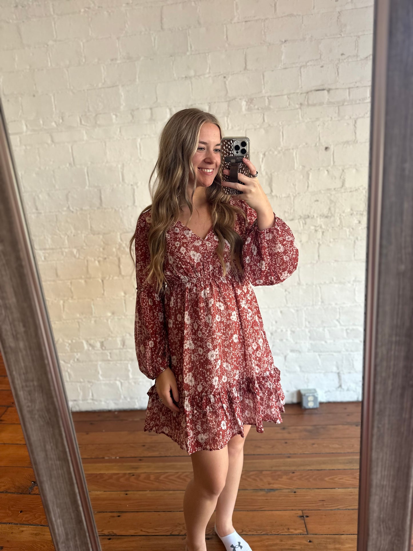 Boho Floral V Neck Mini Dress