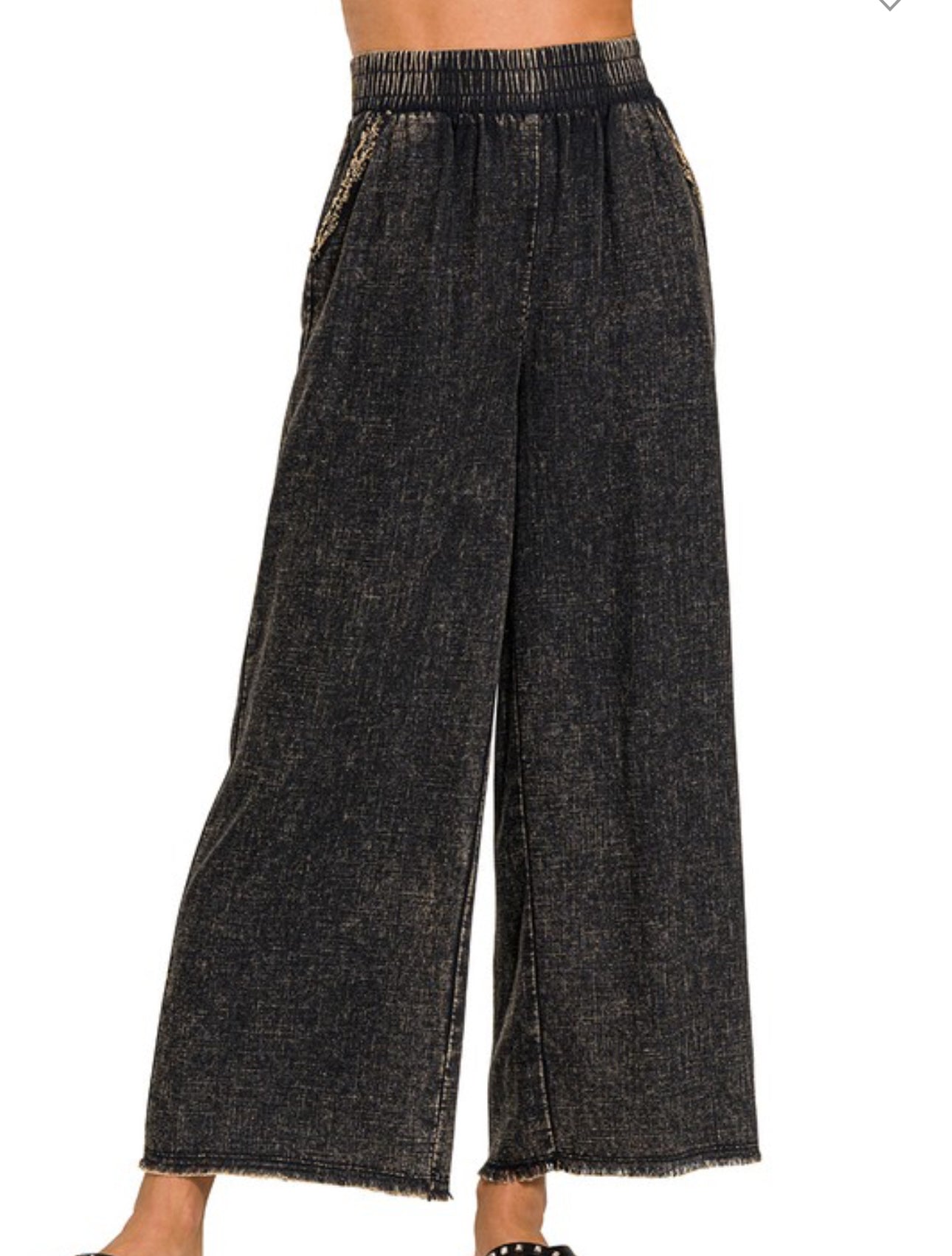 Wide Leg Frayed Pants